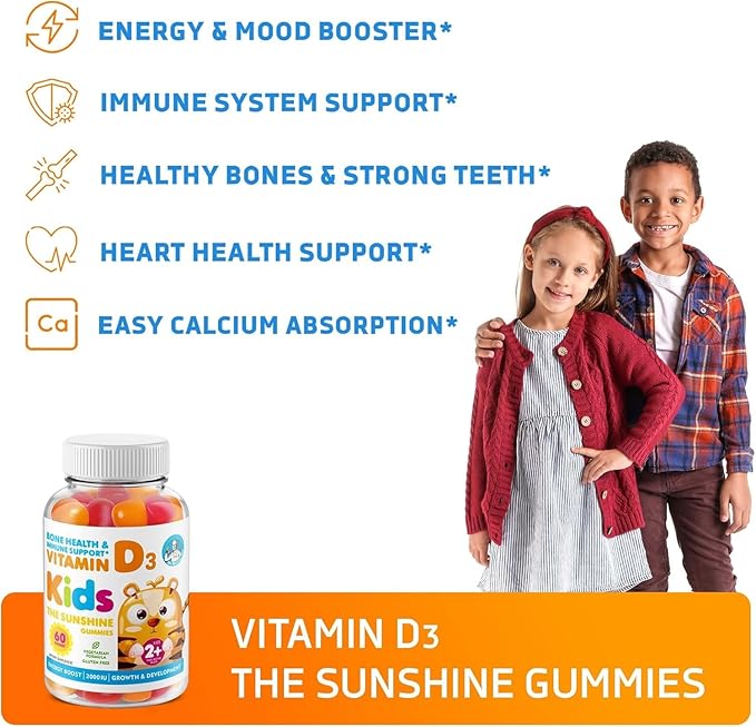 DR. MORITZ Vitamin D3 Gummies for Kids &amp Adults 2000 IU - High-Absorption Vitamin D Kids Gummies Supplements - Vegetarian Immune Support D3 for Adults &amp Kids (60 Count)