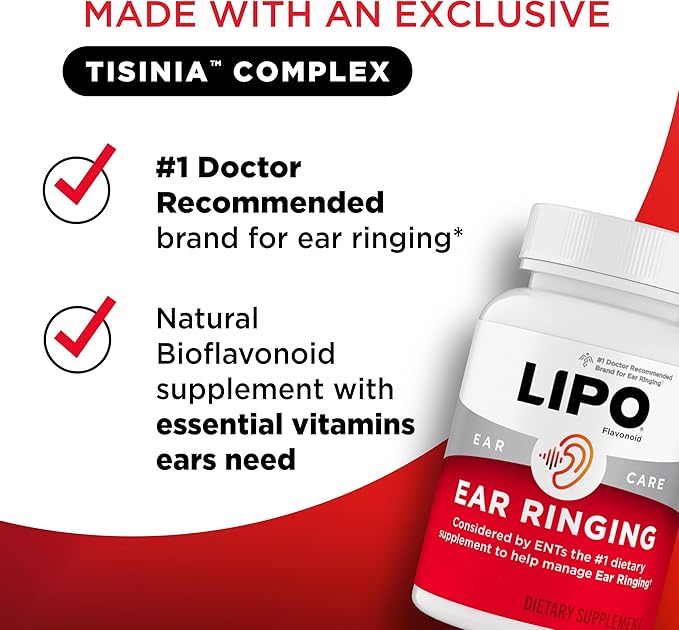 Lipo Flavonoid Ear Ringing - Doctor-Recommended for Ringing Ears – Clinically Proven Lemon Bioflavonoid Complex with Vitamins C B1 B2 B6 B12 &amp Calcium - 500 Caplets