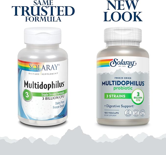 SOLARAY Multidophilus 3 Freeze Dried | 3 Billion CFU | Probiotics L. acidophilus B. bifidum and L. bulgaricus for
