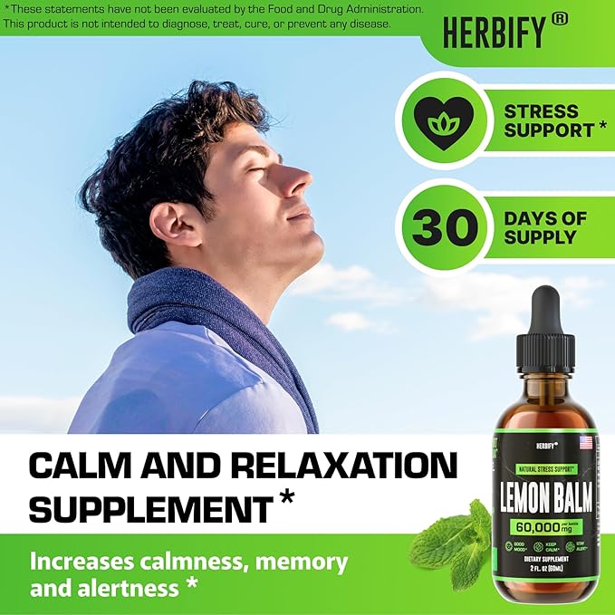 HERBIFY Bundle - K2 and D3 Drops &amp Lemon Balm Tincture - Bone Strength &amp Mood Boost