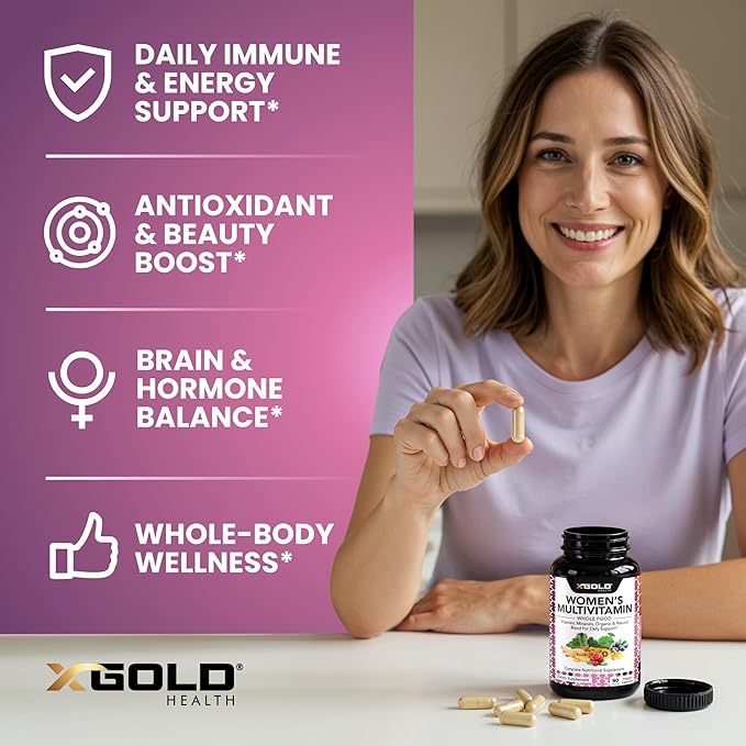 Vegan Women's Daily Multivitamin 50 Plus with Organic WholeFood Based Natural Ingredients Ginger Maca Multi-Vitamin B Complex &amp More - Energy Support Immune System Booster -90 Capsules