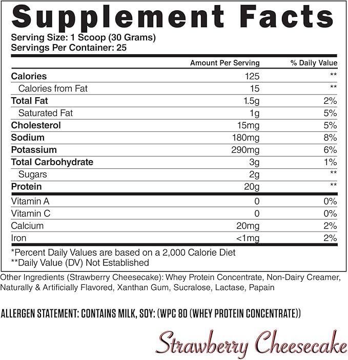 Steel Supplements Whey-Pro | 100% Pure Whey Protein Powder for Men and Women | Strawberry Cheesecake | Muscle Gain &amp Lean Muscle Recovery | Gluten Free | 1.65 lbs | BCAA 5g | Non-GMO | 25 Servings