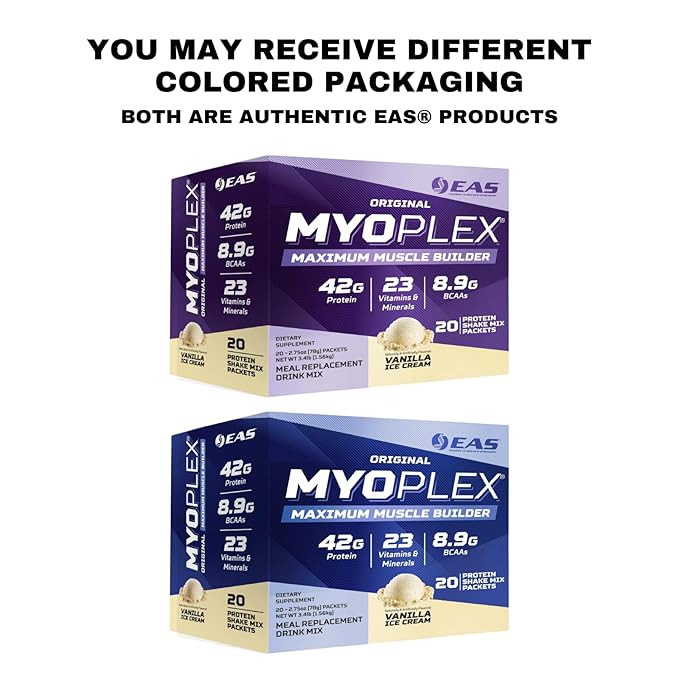EAS Original Myoplex Maximum Muscle Builder Meal Replacement Protein Drink Mix | Quality Protein Blend | 42g Protein | 20 Individual Packet (Cinnamon Cereal Crunch)