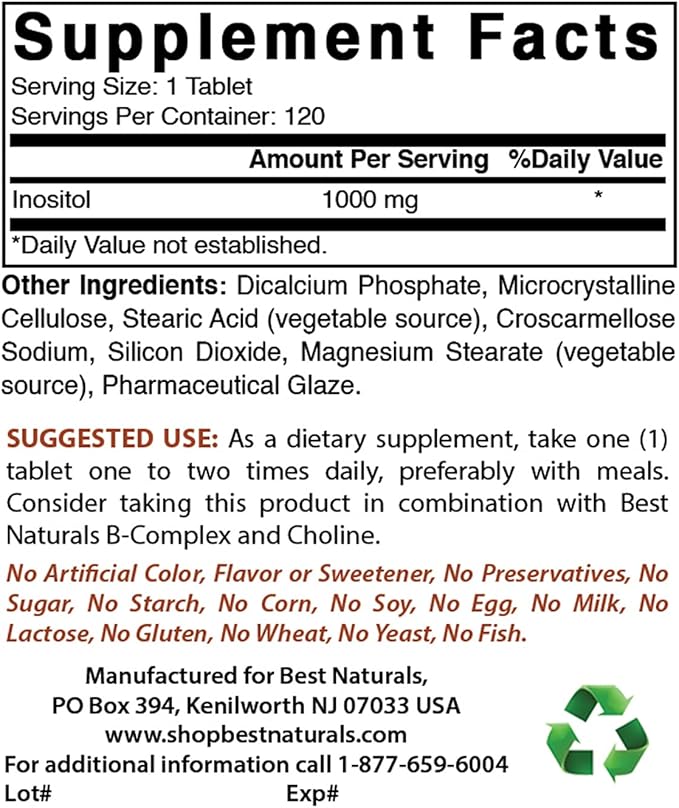 Best Naturals CoQ10 600 mg &amp Inositol 1000mg