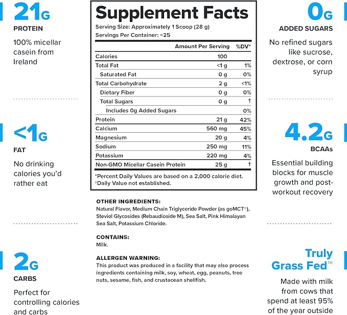 LEGION Casein+ Casein Protein Powder (Salted Caramel) - Slow-Release Micellar Casein Protein Powder - Non-GMO Gluten-Free &amp Naturally Sweetened CaseinPowder from Grass-Fed Cows