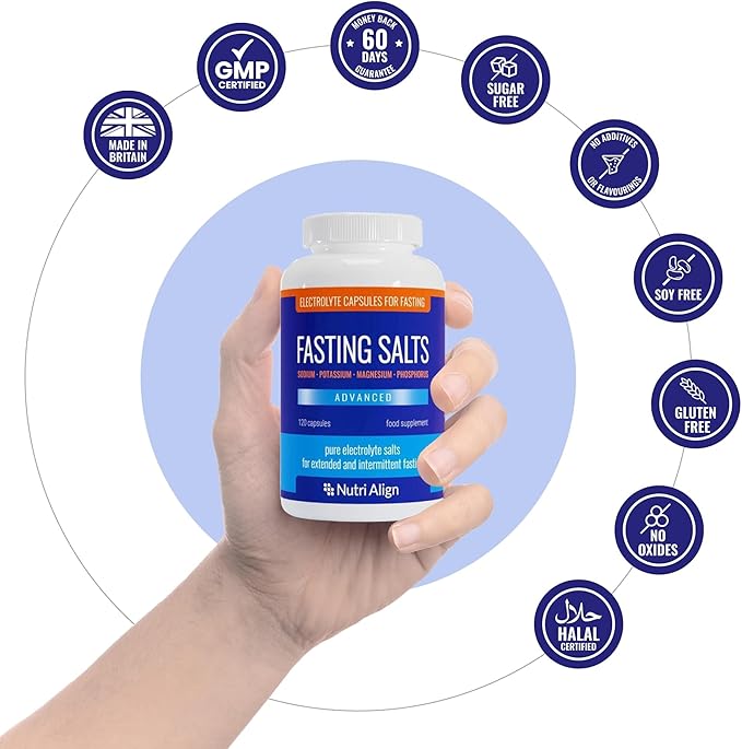 Nutri-Align Fasting Salts Electrolytes Advanced 120 Capsules | Sodium Potassium Magnesium Phosphorus | Pure Fasting Electrolytes | Sugar Free &amp Filler Free