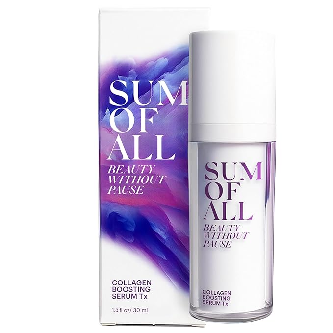 Sum Of All Collagen Boosting Serum Tx for Face with Vegan Peptides Hydrating Skin Tightening and Firming Fragrance-Free Menopause Skincare for Women 1.0 fl oz