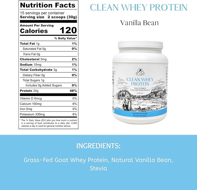 Mt. Capra Clean Whey Protein (Vanilla Bean) and Caprotein