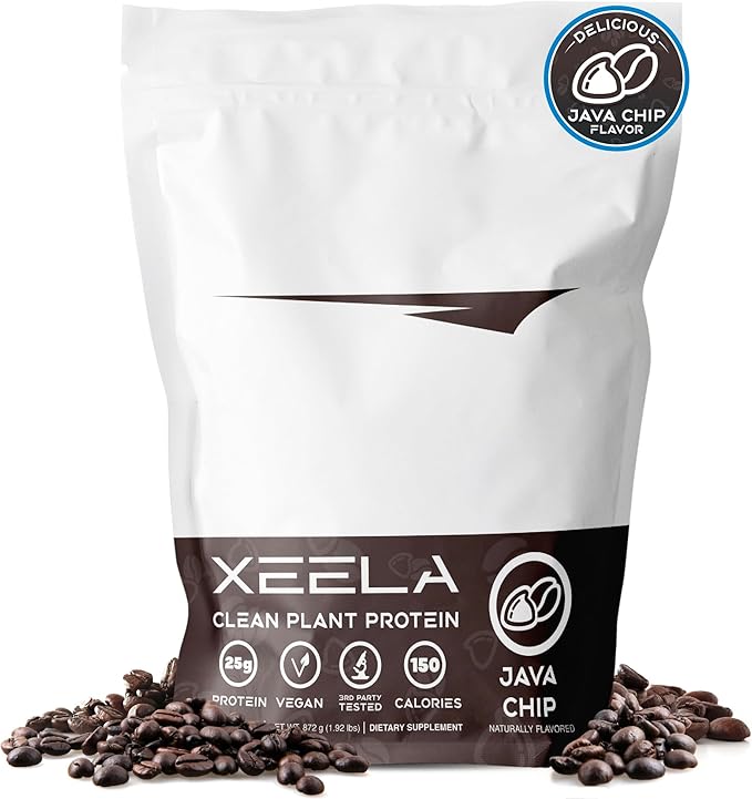 XEELA Plant Based Vegan Protein Powder - Independently Tested - 25g High Protein Pea Protein for Men &amp Women - Vitamins &amp Minerals Non GMO Dairy &amp Gluten Free LowCarb &amp LowFat (Jav