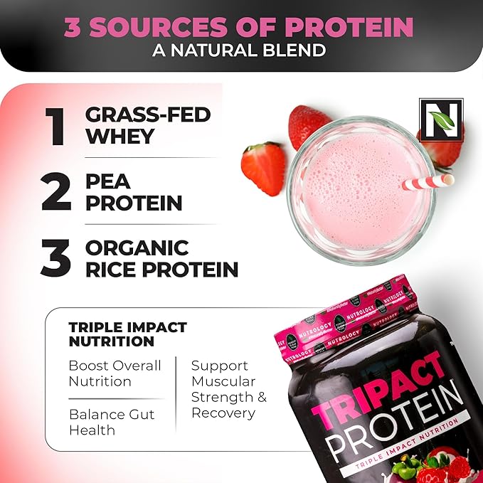 Nutrology TRIPACT Protein Powder 7-in-1 Meal Replacement Shake Superberry (40 Servings) Greens &amp Fruits Powder-Naturally Sourced Superfood Chocolate (30 Servings)