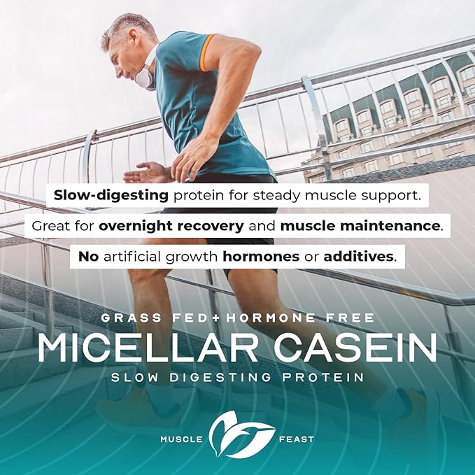 Muscle Feast Grass Fed Micellar Casein Protein Powder Pasture Raised &amp Hormone Free Slow Digesting Casein Protein - Supports Overnight Muscle Recovery Gluten Free Protein Powder - Vanilla 4lb