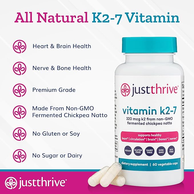 Just Thrive Core Health Complete Capsules Bundle – Probiotic PREbiotic Daily Gut Detox and Vitamin K2-7– Advanced Digestive Detox and Circulatory Support for Complete Body Wellness