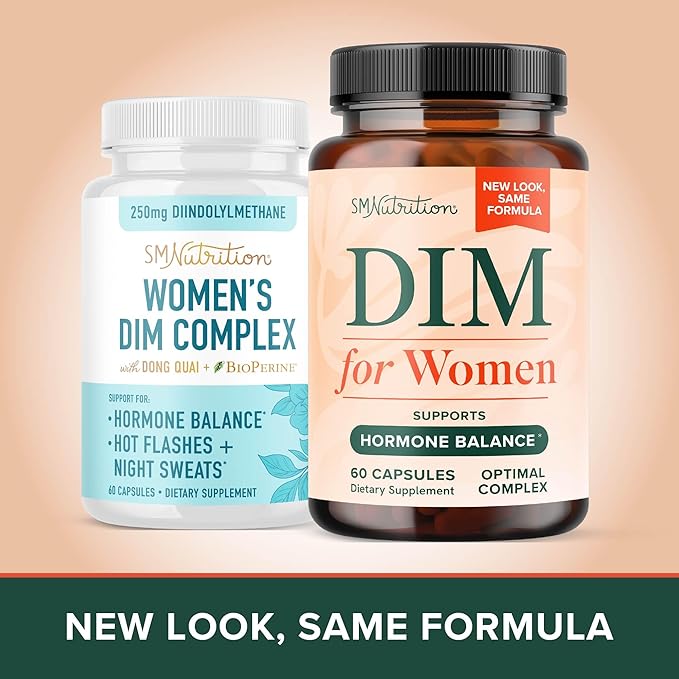 DIM Supplement for Women 250 mg | Estrogen &amp Hormone Balance | Menopause Hot Flashes &amp Night Sweats Support | DIM Complex Estrogen Supplement for Women | with BioPerine | Gluten-Free | 60 Ct