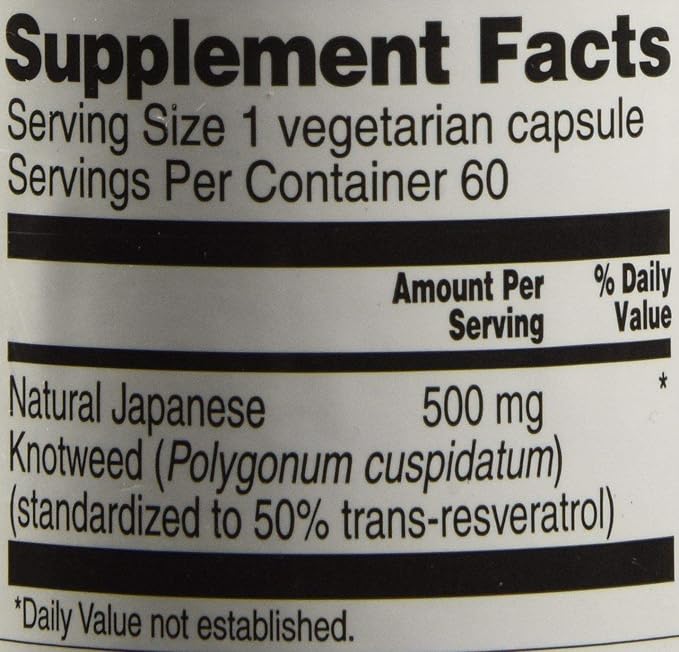 Vitacost Trans-Resveratrol 500 mg of herbal extract yielding 250 mg Trans-resveratrol -- 60