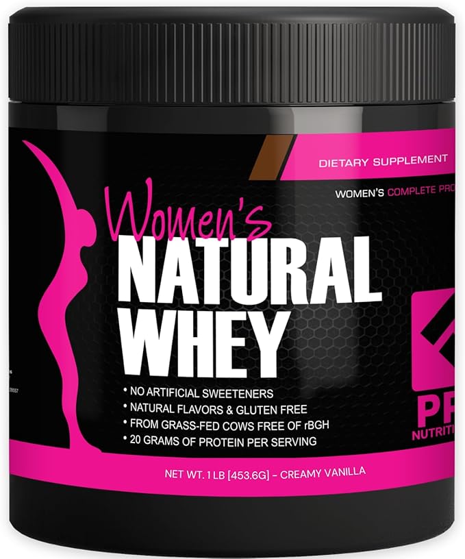 Whey Protein Powder for Women Vanilla Powder - Low Carb Gluten-Free Grass-Fed rBGH-Free - Supports Weight Loss - Natural Stevia Sweetened Protein Shake 20g (Creamy Vanilla 1lb)