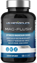 Mag Flush Magnesium Oxide Capsules 750mg 120 Vcaps - Oxygenated Magnesium Oxide Supplement for Constipation Relief Colon Cleanse Laxative and Digestion Support for Women and Men