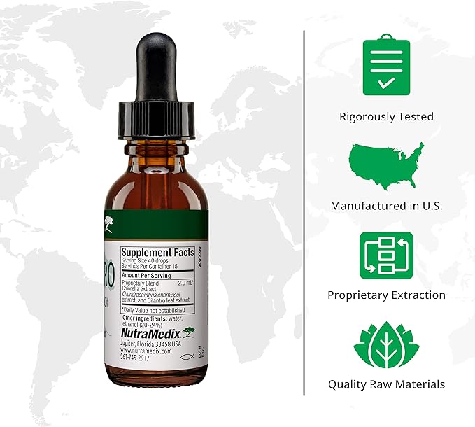NutraMedix Sealantro - Body Detox Drops &amp Antioxidants Supplement - Chlorella Pacific Cold-Water Red Seaweed &amp Cilantro Extract - Herbal Detox Formula (1oz)