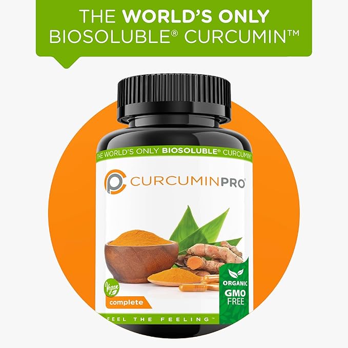 curcuminpro Complete Vegan | BioSoluble Brown Rice Protein &amp Organic Turmeric Curcumin Supplement | Plant-Based Formula for Daily Wellness | 60 Count