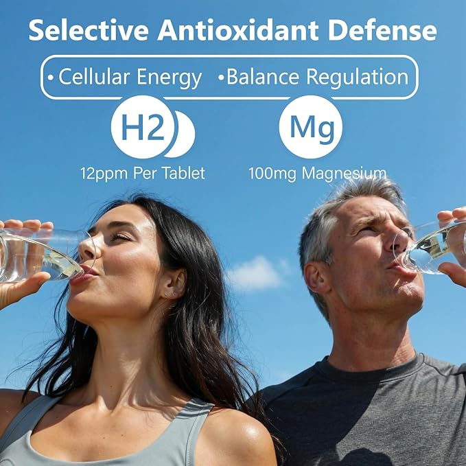 Molecular Hydrogen (H2) Tablets with Magnesium – 12 PPM Hydrogen Water Tablet for Drinking Water Antioxidant-Rich Supports Cellular Health Recovery &amp Cognitive Function – Unflavored 120 Tablet