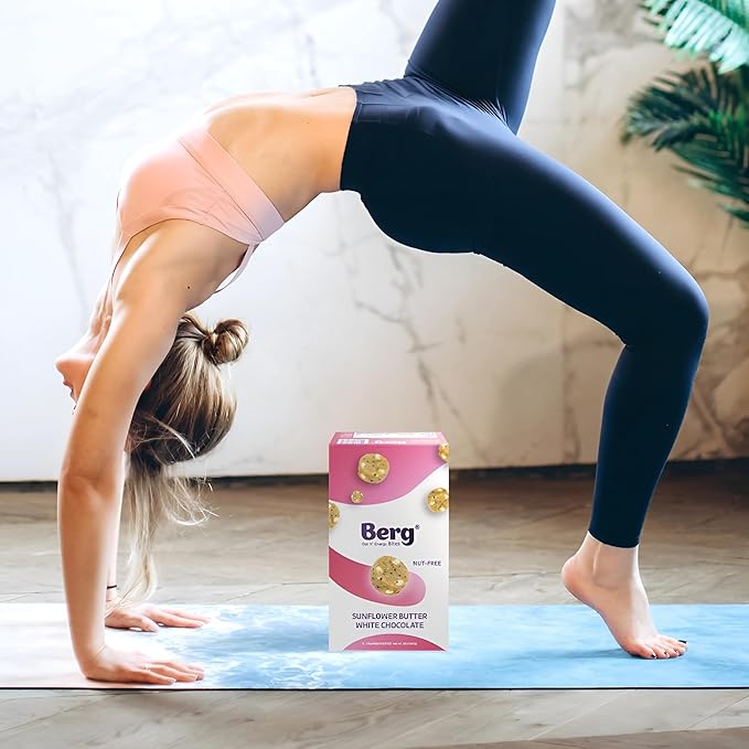 Berg Energy Bites Sunflower Butter &amp White Chocolate – Plant‑Based Protein Snack with 16 g Protein &amp 1 g Sugar – Vegan Gluten‑Free Low Sugar High Fiber Non‑GMO Prebiotic Bites – 1.5 oz (8