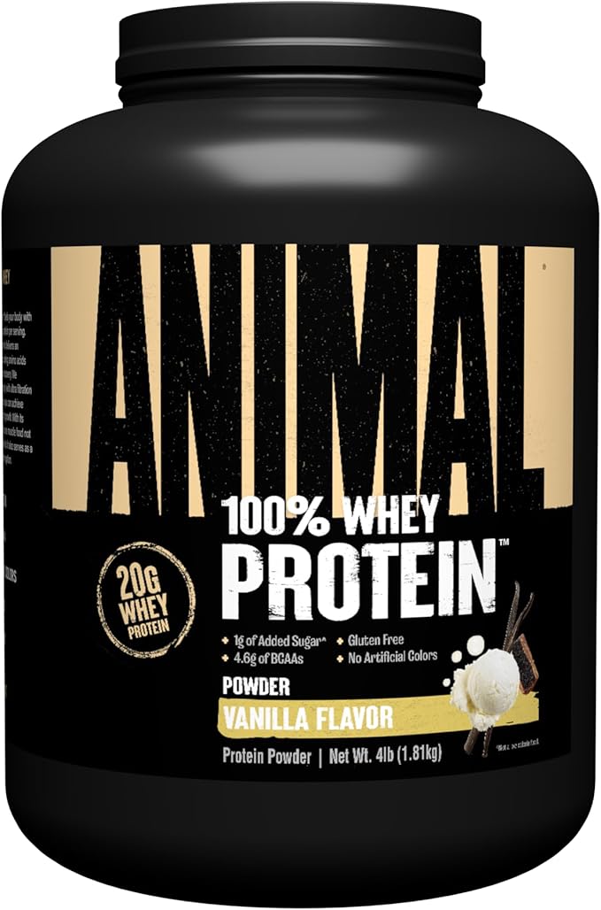 Animal 100% Whey Protein Powder Vanilla 4lb Bundle Fury Pre Workout Powder Supplement Watermelon 16.96oz