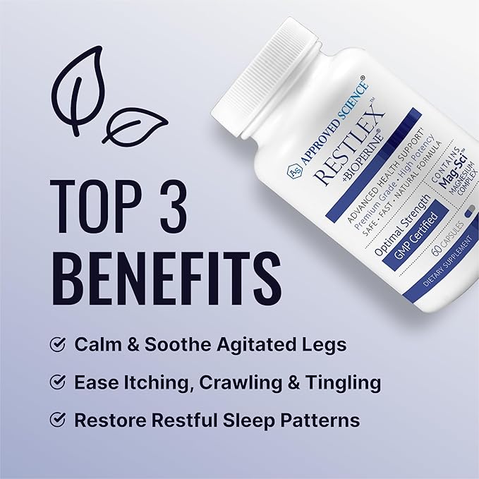 Approved Science Restlex - 420 mg Magnesium Glycinate Blend L-theanine 200 mg - 60 Capsules