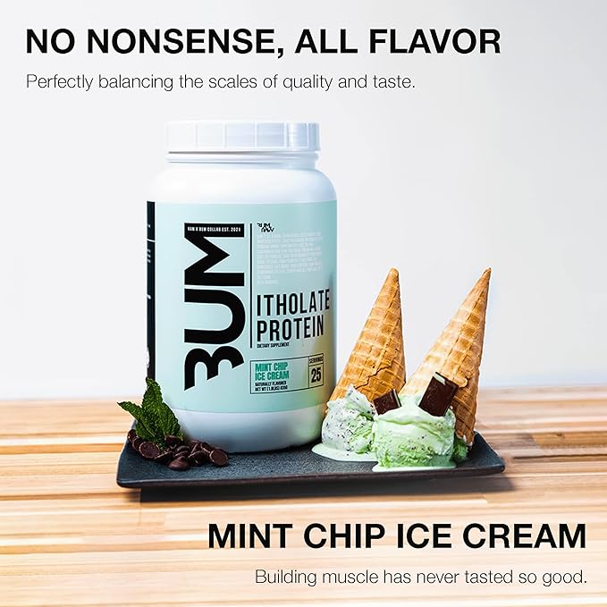 RAW Whey Isolate Protein Powder Mint Chip Ice Cream (CBUM Itholate Protein) - 100% Grass-Fed Sports Nutrition Powder for Muscle Growth &amp Recovery - Low-Fat Low Carb Naturally Flavored - 25 Serv