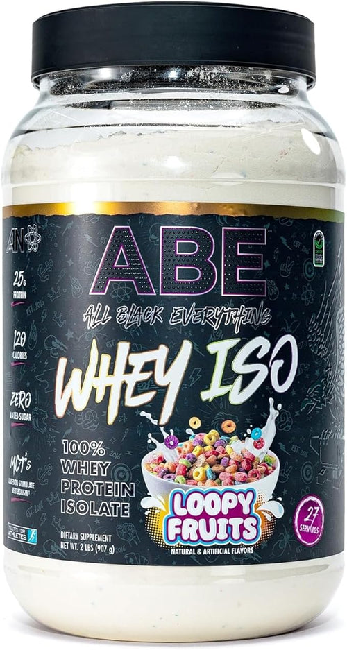 All Black Everything Whey Protein Isolate Powder | Whey Protein Isolate | 25g Protein | Low Carbs &amp Low Sugar | Workout Supplement for Men &amp Women | Loopy Fruits | 27 Servings