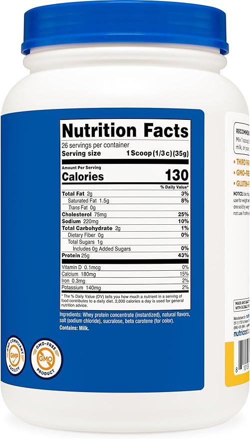 Nutricost Whey Protein Powder Pineapple (2 LBS) - Gluten-Free GMO-Free from Whey Protein Concentrate