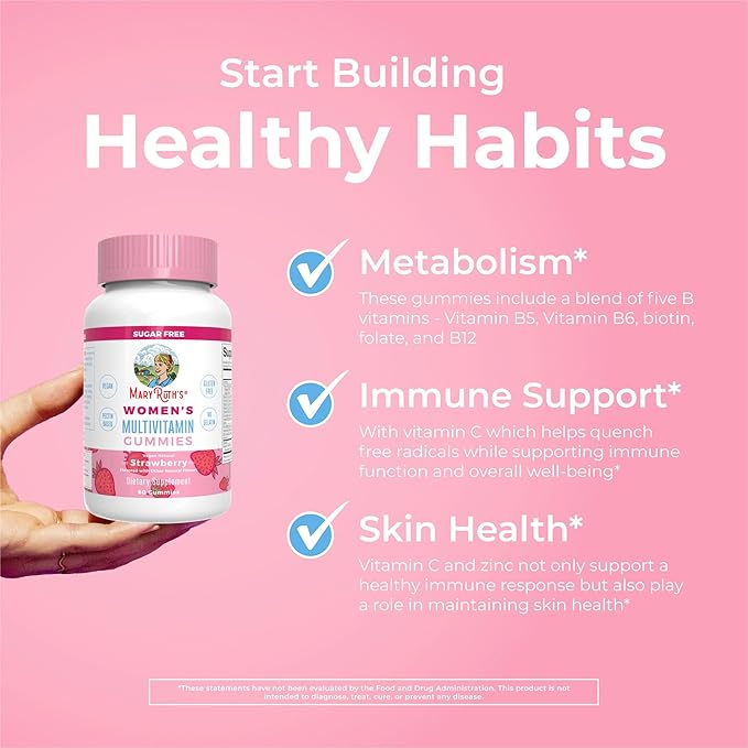 MaryRuth's Multivitamin Gummies for Women (Strawberry) &amp Iron Liquid (Berry) | Clean Label Project Verified® | Supplements for Beauty Immunity &amp Overall Health | Sugar Free Vegan Non-GMO