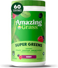 Amazing Grass Greens Blend Superfood: Super Greens Powder Smoothie Mix with Spirulina Chlorella Beet Root Powder Digestive Enzymes &amp Probiotics Berry 60 Servings (Packaging May Vary)