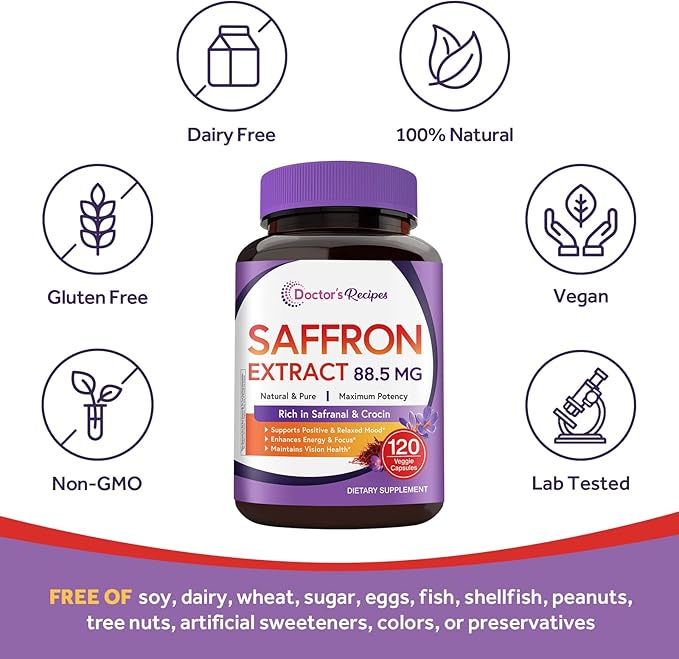 Doctor's Recipes D3 K2 + Saffron Bundle (Pack of 2) | Vitamin D3 K2 10000 IU (Item 1) &amp Saffron Extract Supplement (Item 2) | 120 Softgels + 120 Capsules