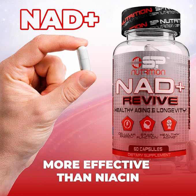 SP Nutrition NAD+ Revive – Premium Nicotinamide Adenine Dinucleotide Supplement – Supports Cellular Energy Metabolism &amp Healthy Aging – 60 Capsules
