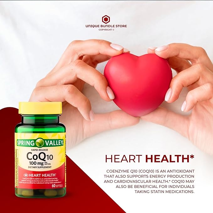 CoQ10 100mg – 60 Rapid Release Softgels Coenzyme Q10 Supplement Co Q10 100mg Capsules Antioxidant for Energy and Cardiovascular Health (Pack of 2)