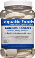 Aquatic Foods Inc. Calcium Feeder Disks for Shrimp Snails Crabs Crayfish Hermit Crabs and All Tropical Fish 90 Count Jar of Small &amp Medium &amp Large Feeder Disks