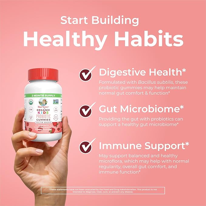 MaryRuth's Probiotic (Unflavored) &amp Probiotic Gummies for Kids (Strawberry) | USDA Organic Clean Label Project Verified® | Vegan Non-GMO Sugar-Free | Immune Support Antioxidant &amp Digestive
