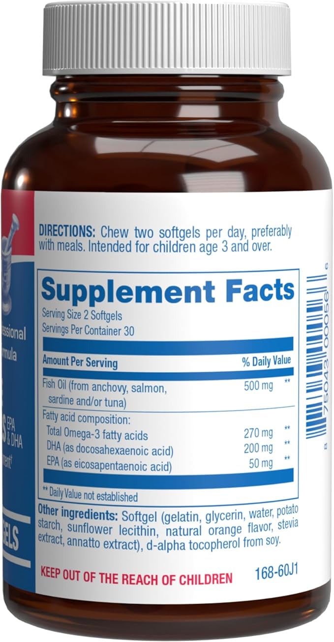 Omega 3 Fish Oil for Kids - Clinical Formula Kids Fish Oil Gummies with Omega 3 EPA DHA for Children's Eye Brain Hear &amp Overall Developmental Support - No Artificial Flavors or Colors - 30 Day Sup
