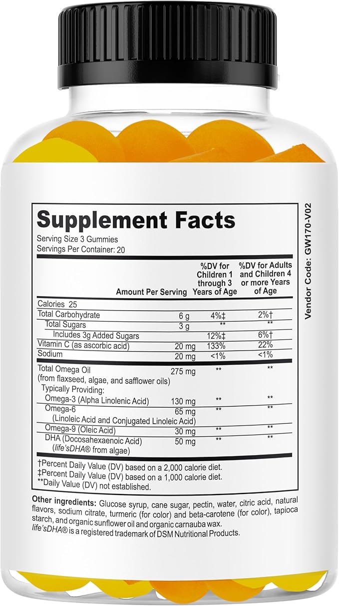 Genius IQ Kids Brain Supplements for Memory and Focus Omega 3-6-9 EPA DHA Gummy Vitamins Brain Booster Calm GummiesSupports Concentration Clarity Attention and Mood 60 Gummies