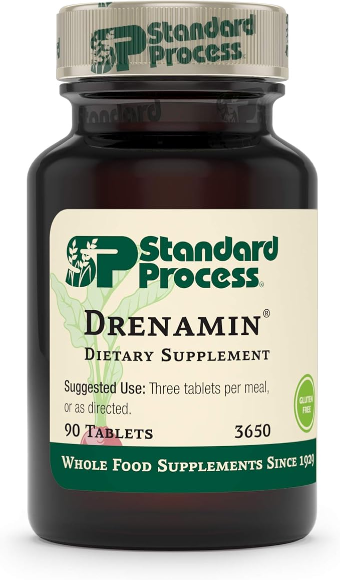 Standard Process Drenamin - Whole Food Antioxidant Mood Support Adrenal Support and Immune Support with Shitake Alfalfa Rice Bran Riboflavin Calcium Lactate Choline - 90 Tablets