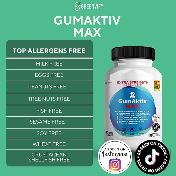 GumAktiv Max Probiotic Supplement 40 Billion CFU 60 Capsules Advanced Formula for Digestive Health (2)
