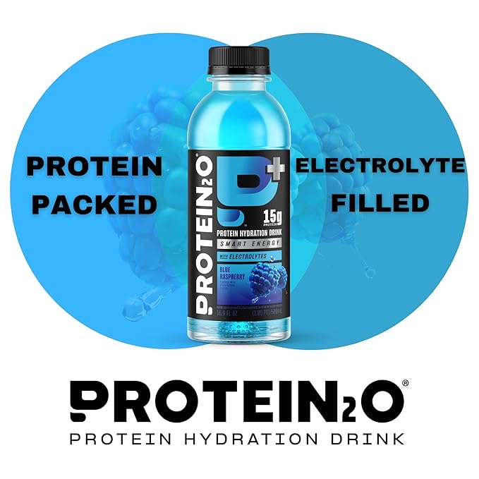 Protein2o 15g Whey Protein Isolate Hydration Drink Plus Energy &amp Focus 350mg of Electrolytes Vitamins B5 &amp B6 Sugar Free Energy Variety Pack 16.9 oz Bottle (Pack of 12)