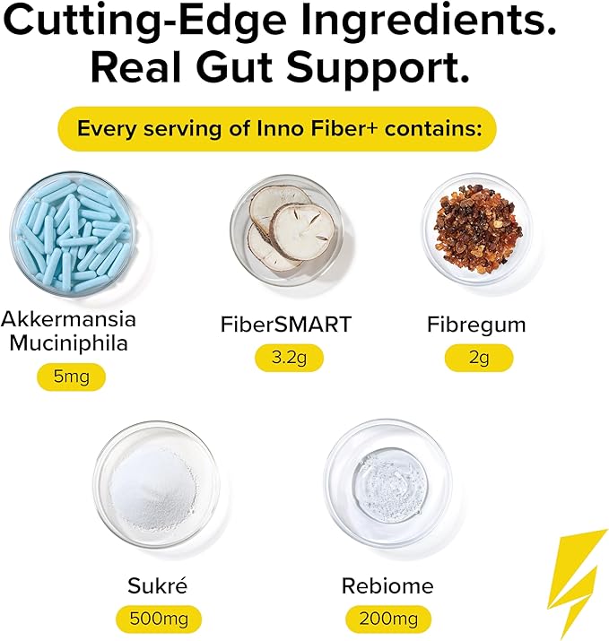Inno Fiber+ Daily Fiber Supplement for Women and Men 3-in-1 Pre + Pro + Postbiotic Formula Supports Digestive Health Gut Comfort &amp Fullness Easy-Mix Soluble Fiber Powder (Pineapple Passionfrui