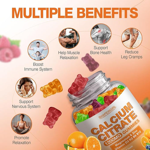 1200mg Calcium Citrate with Vitamin D3 K2 B6 &amp B12 Calcium Supplements for Women &amp Men Plus Magnesium Zinc for Bones Muscle &amp Immune Support High Absorption Fruit Flavor 120 Calcium