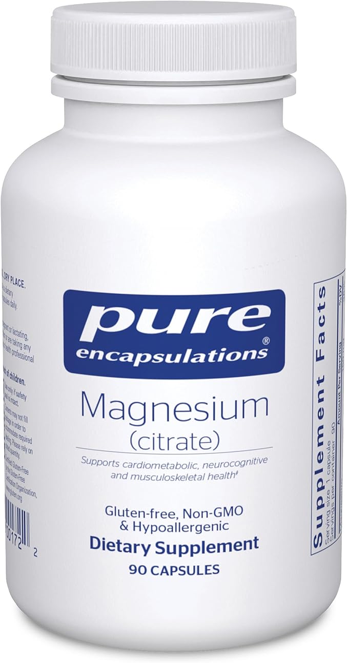 Pure Encapsulations Magnesium (Citrate) - Supplement for Sleep Heart Health Cognitive Health Bone Health Energy Muscles and Metabolism* - with Premium Magnesium - 90 Capsules