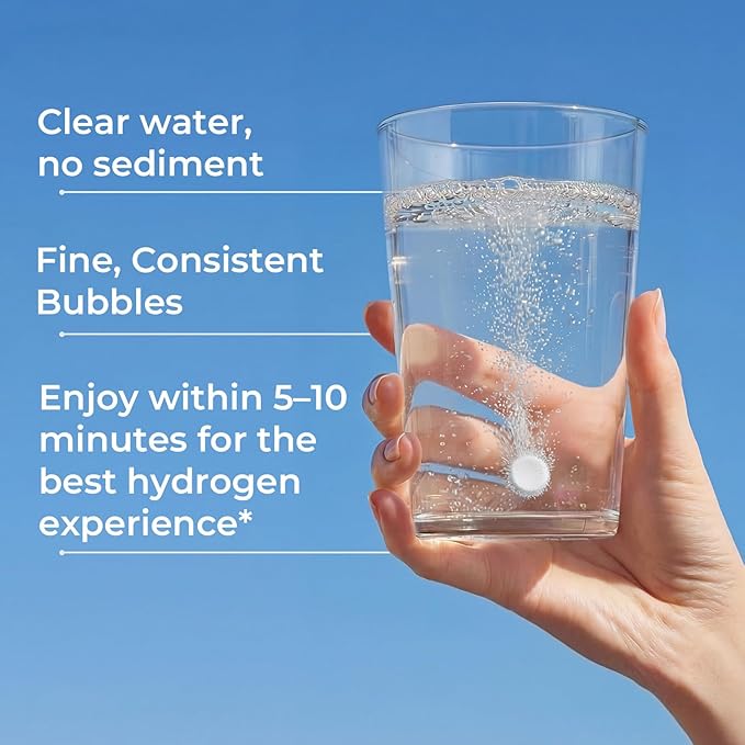 Hydrogen Water Tablets - 12 PPM H2 Molecular Hydrogen - 120 mg Magnesium-Based Reaction System - Supports Antioxidant &amp Cellular Health Energy &amp Brain Function - Non-GMO Unflavored - 180 Tab