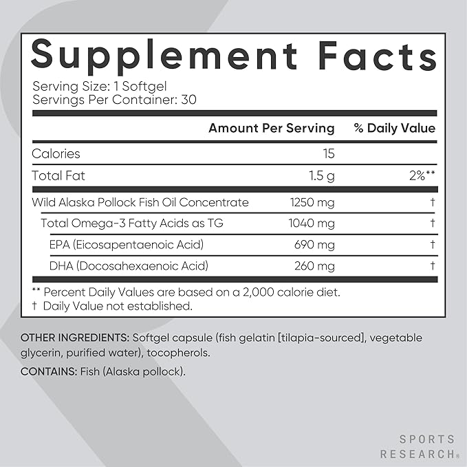 Sports Research Triple Strength Omega 3 EPA &amp DHA Fish Oil 1250mg Burpless Supplement (30 Softgels) and Digestive Enzymes with Probiotics &amp Ginger Plant Based Vegan Friendly (90 Veggie Capsule