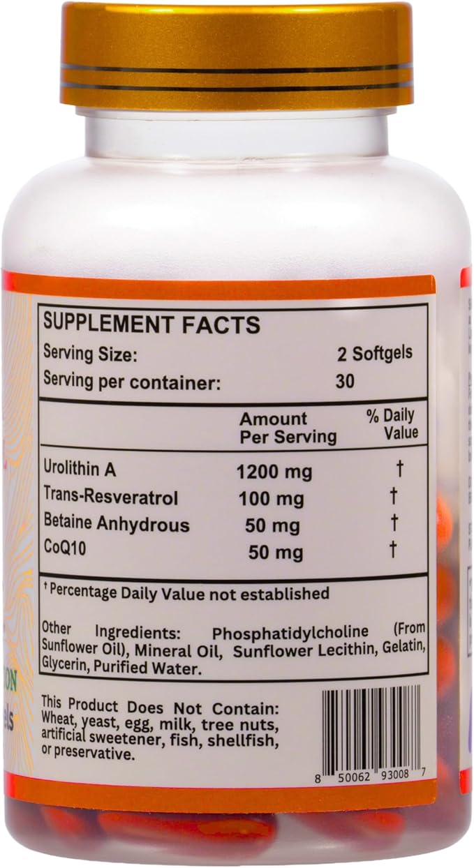 Nikoni Liposomal Urolithin-A Supplement 1400mg Supports Healthy Aging Cellular Renewal &amp Muscle Health- 60 Softgels