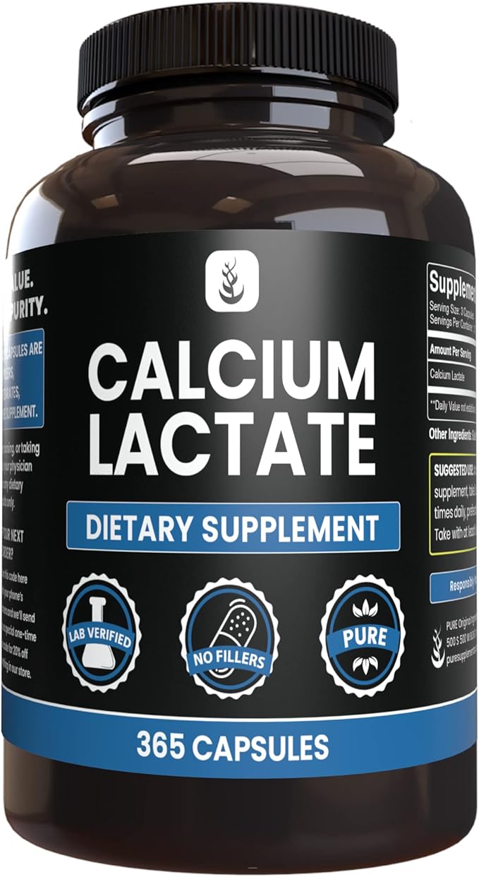 Pure Original Ingredients Calcium Lactate (365 Capsules) No Magnesium Or Rice Fillers Always Pure Lab Verified