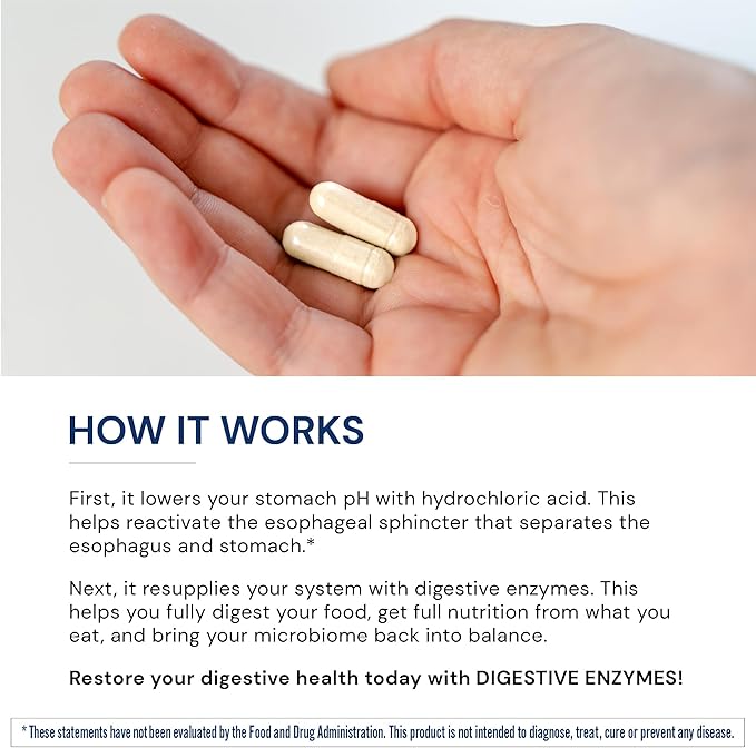 BodyHealth Digestive Enzymes Full Spectrum Digestive Support (180 caps) Betaine Pepsin Pancreatin BPP Loaded with Enzymes and Probiotics Relief for Stomach Bloating Heartburn Gas Constipation