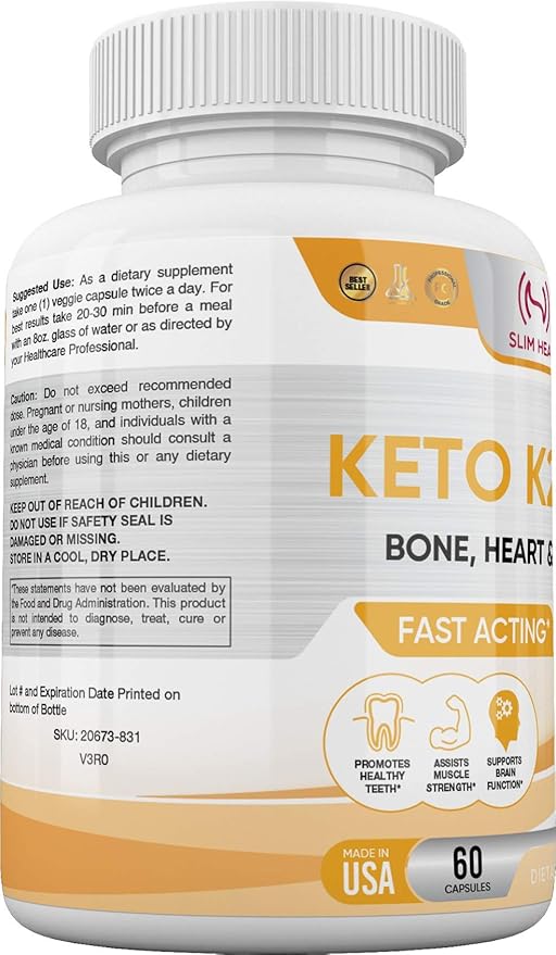 Vitamin K2 + D3 with Calcium - Bone Heart and Immune Formula - K2 D3 Vitamin Supplement for Women and Men - 60 Capsules